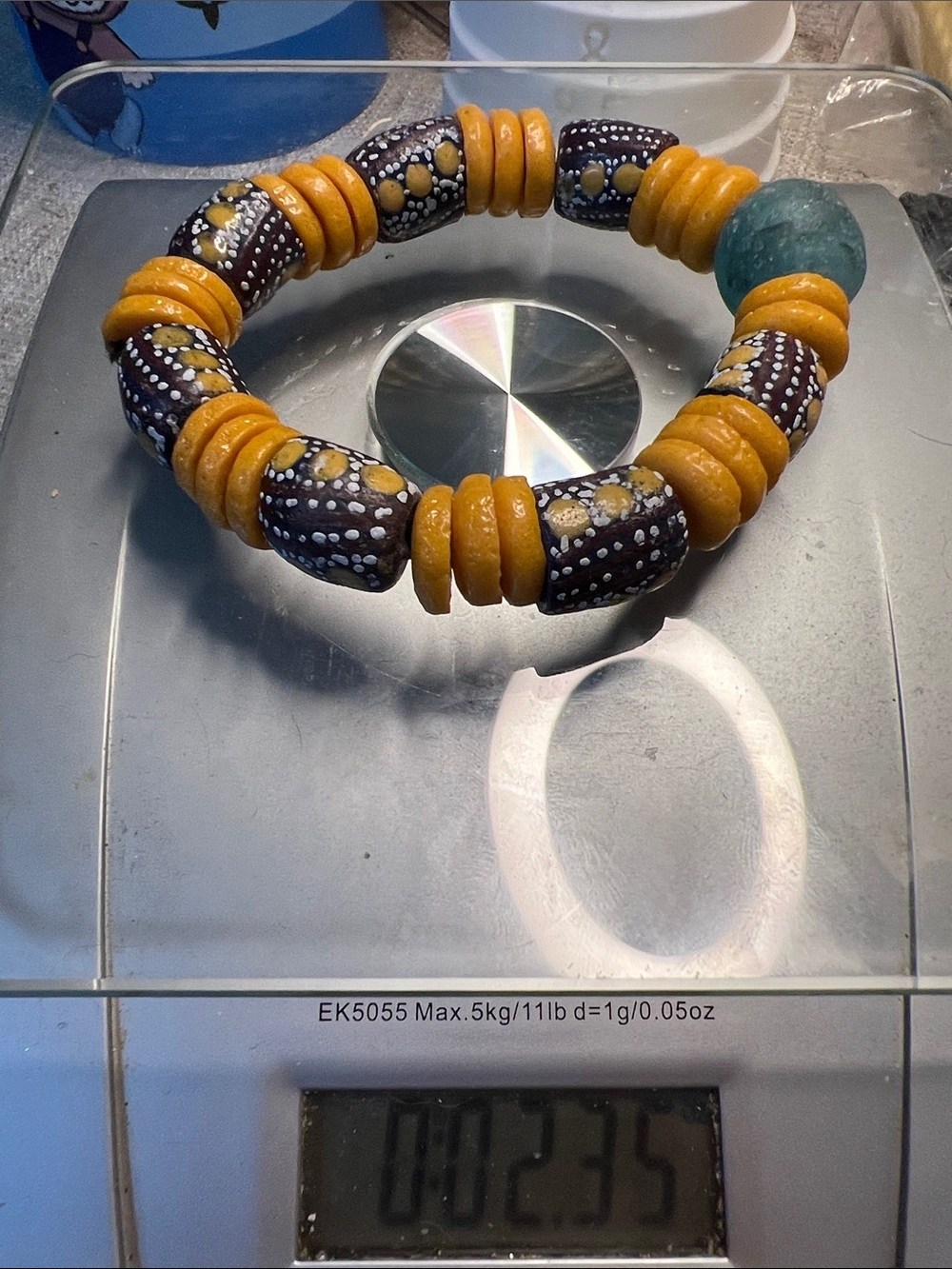 Krobo Style Ghanaian Recycled Powder Glass Bead Bracelet